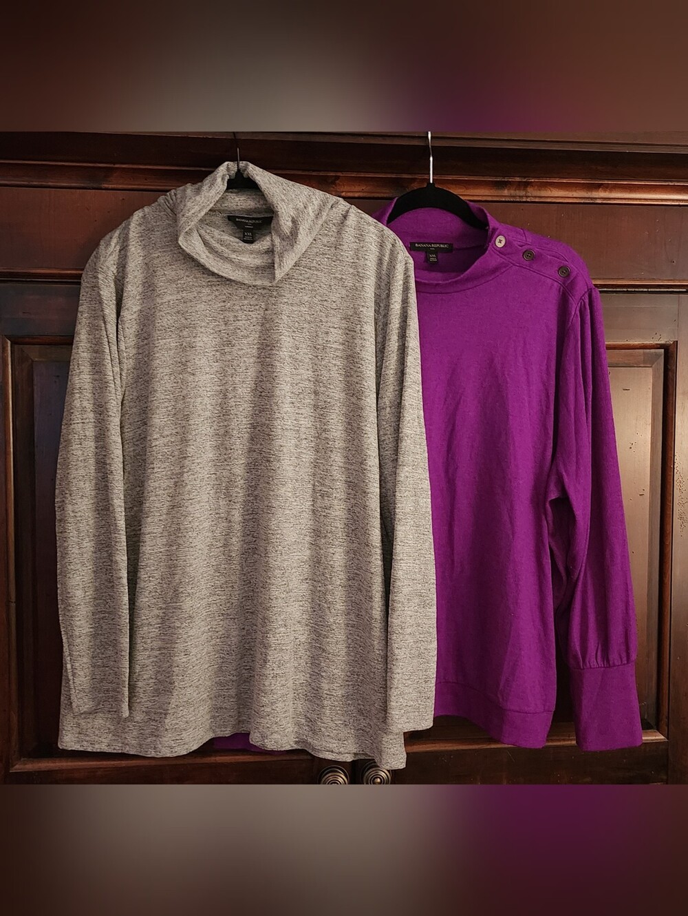 Banana Republic Women's Heather Gray Turtleneck & Purple Knit Top - Bundle Of 2